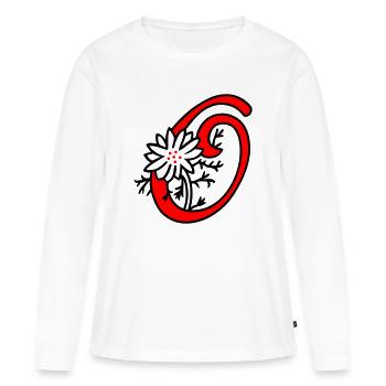 Lettre O Initiale - T-shirt manches longues Premium bio Femme - blanc - Devant - Julia (174cm)