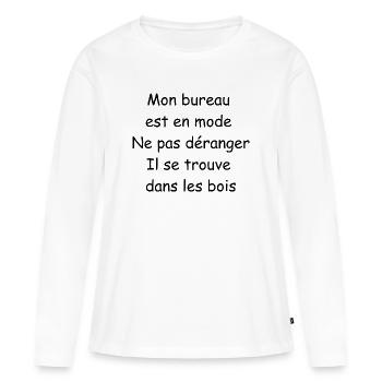Mein Desktop ist im Nicht-stören-Modus. Er befindet sich in einem - Frauen Premium Bio Langarmshirt - Weiß - Vorne - Julia (174cm)