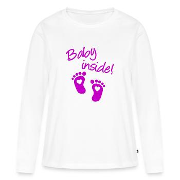 Baby inside - Schwangerschaft - schwanger - pregna - Frauen Premium Bio Langarmshirt - Weiß - Vorne - Julia (174cm)