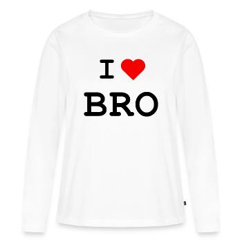 J’aime Bro - Ich liebe Bro - T-shirt manches longues Premium bio Femme - blanc - Devant - Julia (174cm)