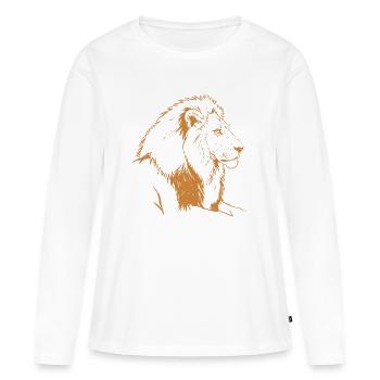 Bronze Lion Line Illustration - Women's Premium Organic Long Sleeve Shirt - white - Front - Julia (174cm)