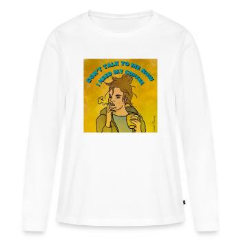 Don’t talk to me I need my coffee - T-shirt manches longues Premium bio Femme - blanc - Devant - Julia (174cm)