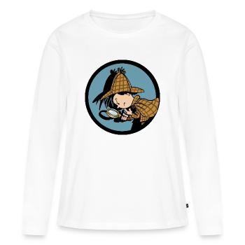 Collection Flo de détective - T-shirt manches longues Premium bio Femme - blanc - Devant - Julia (174cm)