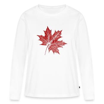 Feuille d’érable - T-shirt manches longues Premium bio Femme - blanc - Devant - Julia (174cm)