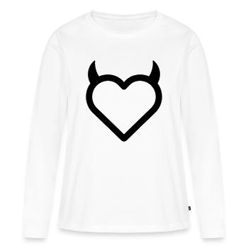 cœur démon - T-shirt manches longues Premium bio Femme - blanc - Devant - Julia (174cm)