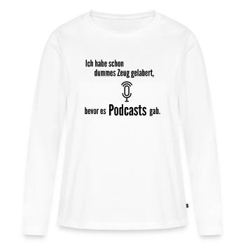 Avant le podcast - T-shirt manches longues Premium bio Femme - blanc - Devant - Julia (174cm)