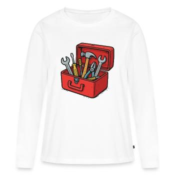 Werkzeugkiste Handwerkerfreude - Frauen Premium Bio Langarmshirt - Weiß - Vorne - Julia (174cm)