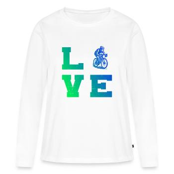 Message clair sur le vélo de route - T-shirt manches longues Premium bio Femme - blanc - Devant - Julia (174cm)