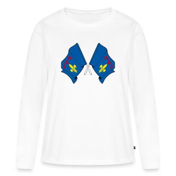 Drapeaux croisés de Provence - T-shirt manches longues Premium bio Femme - blanc - Devant - Julia (174cm)