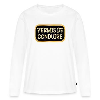 Permis de conduire - T-shirt manches longues Premium bio Femme - blanc - Devant - Julia (174cm)