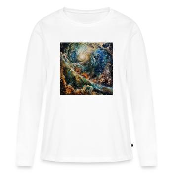 Galaxie Cosmique Tourbillon - T-shirt manches longues Premium bio Femme - blanc - Devant - Julia (174cm)