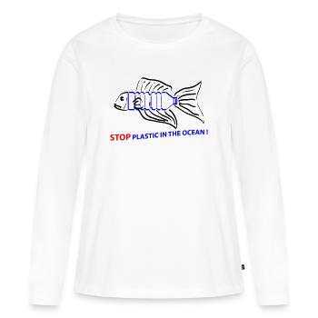 poissons et plastique - T-shirt manches longues Premium bio Femme - blanc - Devant - Julia (174cm)