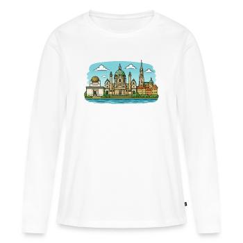 Horizon de Vienne - T-shirt manches longues Premium bio Femme - blanc - Devant - Julia (174cm)
