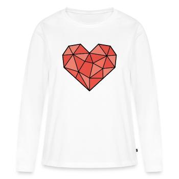 Vecteur Géométrique Heart Low Poly Modern - T-shirt manches longues Premium bio Femme - blanc - Devant - Julia (174cm)