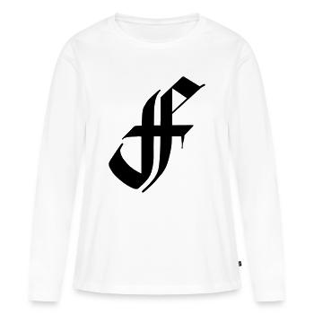 Abréviation de police Fraktur F - T-shirt manches longues Premium bio Femme - blanc - Devant - Julia (174cm)