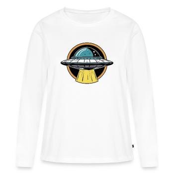 UFO-Lichtstrahl Cartoon - Frauen Premium Bio Langarmshirt - Weiß - Vorne - Julia (174cm)