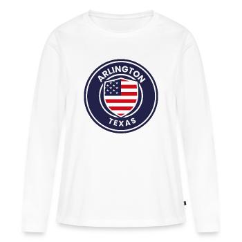 Emblème d’Arlington, Texas, avec drapeau - T-shirt manches longues Premium bio Femme - blanc - Devant - Julia (174cm)