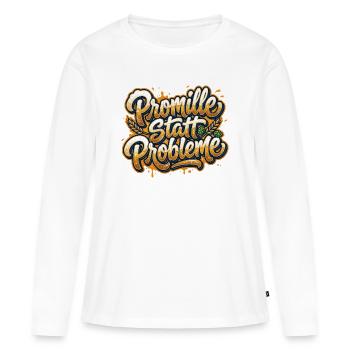 Promille statt Probleme - Frauen Premium Bio Langarmshirt - Weiß - Vorne - Julia (174cm)