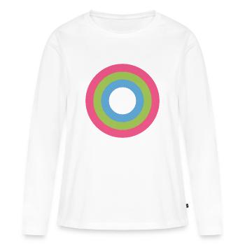 Palette d’anneaux concentriques LGBTQ polysexuel - T-shirt manches longues Premium bio Femme - blanc - Devant - Julia (174cm)
