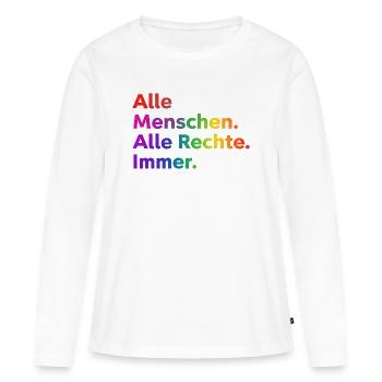 All People All Rights Always Statement - Women's Premium Organic Long Sleeve Shirt - white - Front - Julia (174cm)