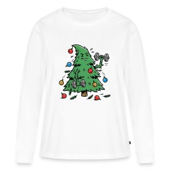 Entraînez-vous dur, décorez plus dur - T-shirt manches longues Premium bio Femme - blanc - Devant - Julia (174cm)