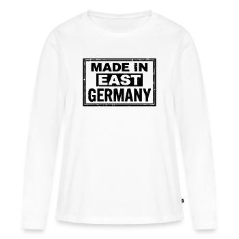 Haut de chaussettes en tasse Ostalgie fabriqué en Allemagne de l’Est - T-shirt manches longues Premium bio Femme - blanc - Devant - Julia (174cm)