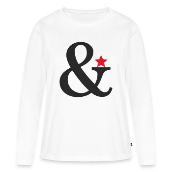 Éventille avec accent en étoile rouge - T-shirt manches longues Premium bio Femme - blanc - Devant - Julia (174cm)