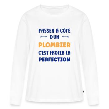 Klempner - Frauen Premium Bio Langarmshirt - Weiß - Vorne - Julia (174cm)