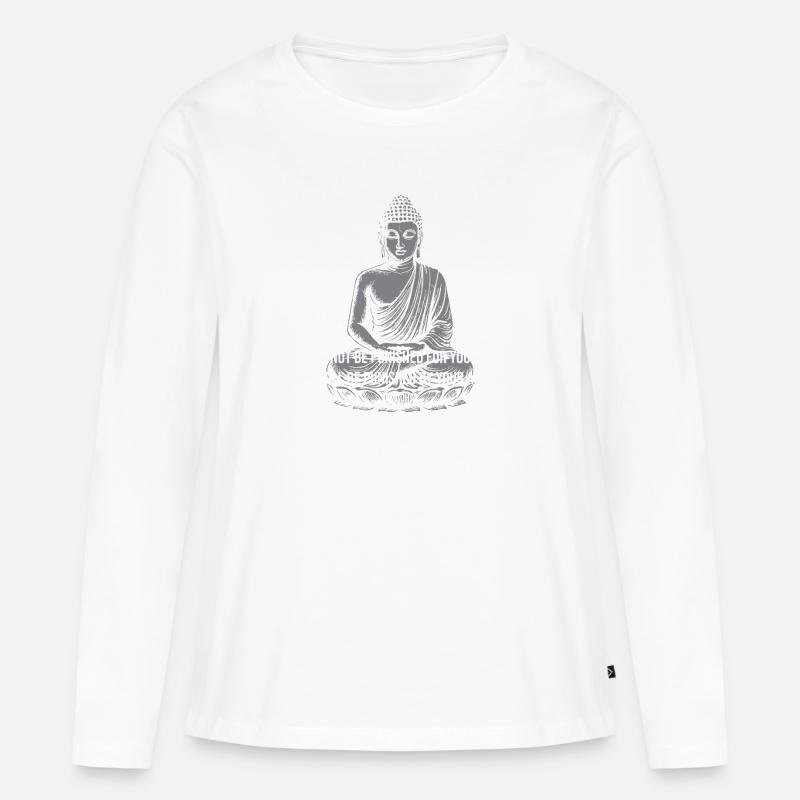 Buddha Calm Zitat-Tee - Frauen Premium Bio Langarmshirt - Weiß