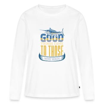 Pêcheurs Pêcheurs Pêcheurs Pêcheurs Pêcheurs Sportifs - T-shirt manches longues Premium bio Femme - blanc - Devant - Julia (174cm)