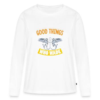 Pêcheurs Pêcheurs Pêcheurs Pêcheurs Pêcheurs Sportifs - T-shirt manches longues Premium bio Femme - blanc - Devant - Julia (174cm)