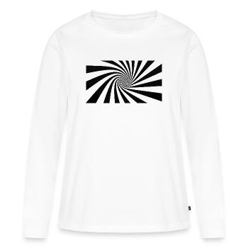 Hypnotische Schwarze Spirale - Frauen Premium Bio Langarmshirt - Weiß - Vorne - Julia (174cm)