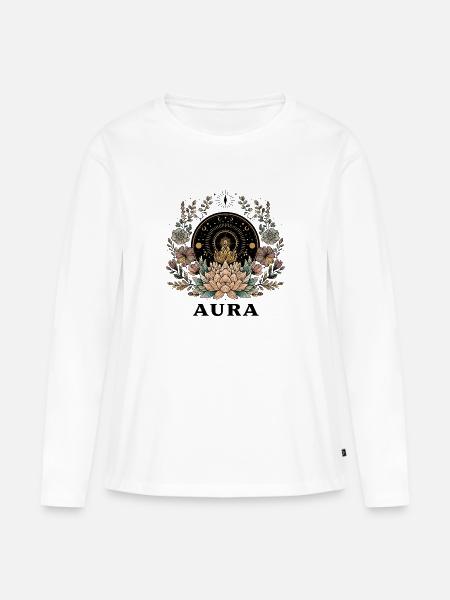 Aura Lotus Mandala - Frauen Premium Bio Langarmshirt - Weiß