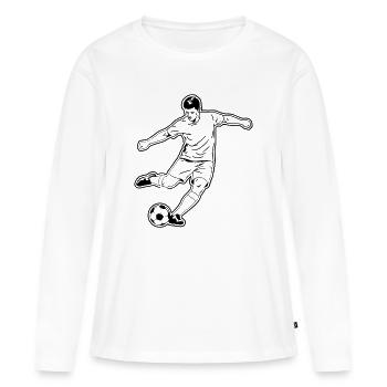 Fußball Spieler Schuss Torjäger Vektor - Frauen Premium Bio Langarmshirt - Weiß - Vorne - Julia (174cm)