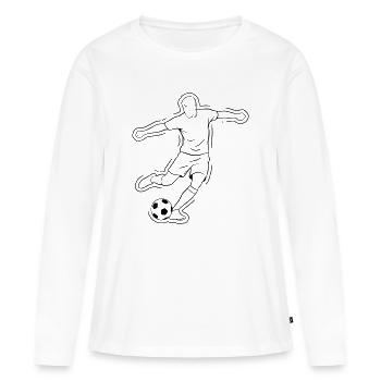 Fußball Dribbling Spieler Lauf Vektor - Frauen Premium Bio Langarmshirt - Weiß - Vorne - Julia (174cm)