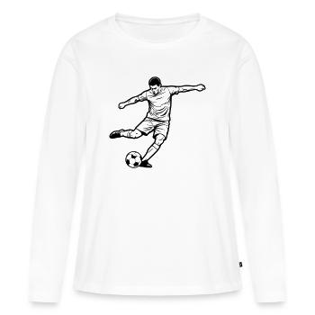 Fußball Spieler Schuss Torjäger Vektor - Frauen Premium Bio Langarmshirt - Weiß - Vorne - Julia (174cm)