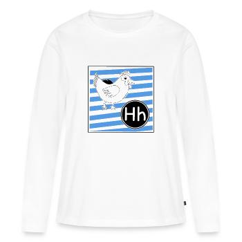 H pour poulet - T-shirt manches longues Premium bio Femme - blanc - Devant - Julia (174cm)