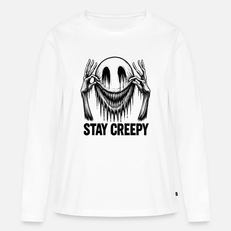 Schmelzendes Lächeln – Dunkle Comic-Horror-Kunst - Frauen Premium Bio Langarmshirt - Weiß