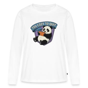 Too Cozy To Quit Panda - Frauen Premium Bio Langarmshirt - Weiß - Vorne - Julia (174cm)