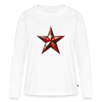 Création de t-shirt de l’Étoile de Noël - T-shirt manches longues Premium bio Femme - blanc - Devant - Julia (174cm)