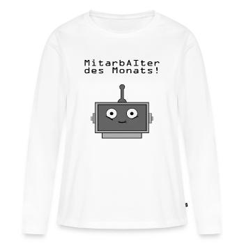 Employé du mois - T-shirt manches longues Premium bio Femme - blanc - Devant - Julia (174cm)