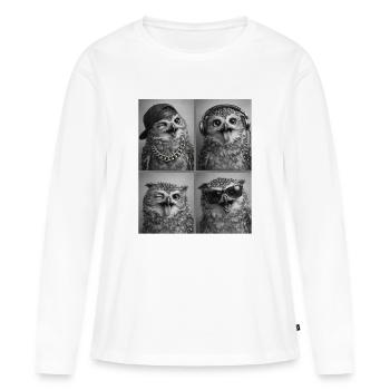 Eule - Frauen Premium Bio Langarmshirt - Weiß - Vorne - Julia (174cm)