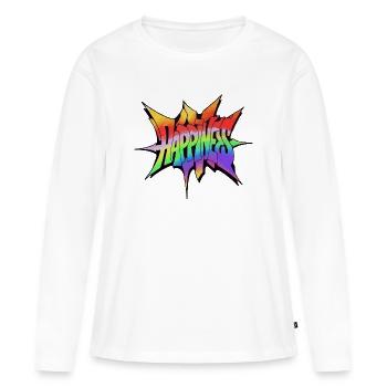 Éruption arc-en-ciel du bonheur - T-shirt manches longues Premium bio Femme - blanc - Devant - Julia (174cm)