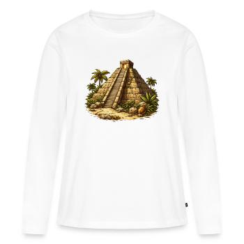 Pyramide Tempel - Frauen Premium Bio Langarmshirt - Weiß - Vorne - Julia (174cm)