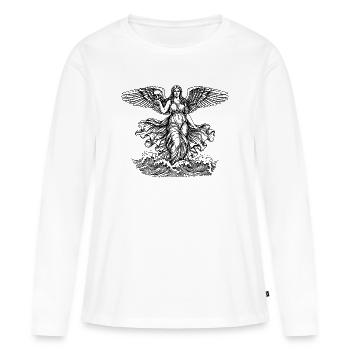 Déesse grecque Aphrodite à la mer avec le crâne - T-shirt manches longues Premium bio Femme - blanc - Devant - Julia (174cm)