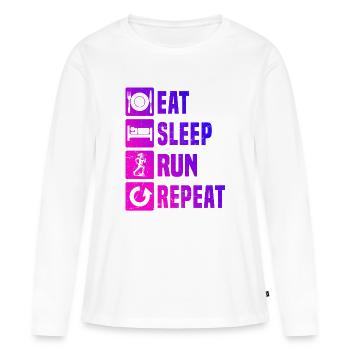 Motif classique de course - T-shirt manches longues Premium bio Femme - blanc - Devant - Julia (174cm)