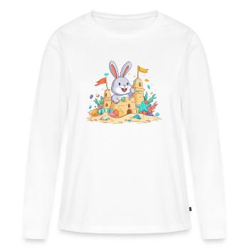Un lapin d’été dans la basse à sable - T-shirt manches longues Premium bio Femme - blanc - Devant - Julia (174cm)