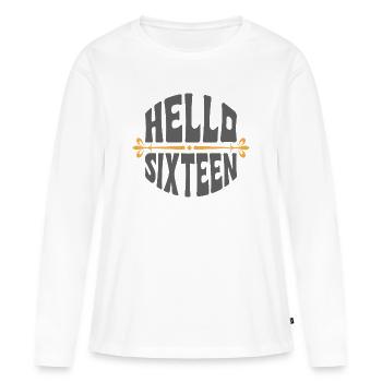Bonjour Seize Anniversaires Rétro - T-shirt manches longues Premium bio Femme - blanc - Devant - Julia (174cm)
