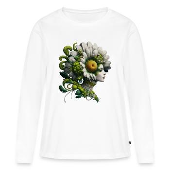 Flora Head Flower Dreams Portrait - T-shirt manches longues Premium bio Femme - blanc - Devant - Julia (174cm)