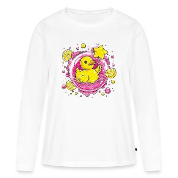 Caneton Néon Agrume Coin-Agrume - T-shirt manches longues Premium bio Femme - blanc - Devant - Julia (174cm)